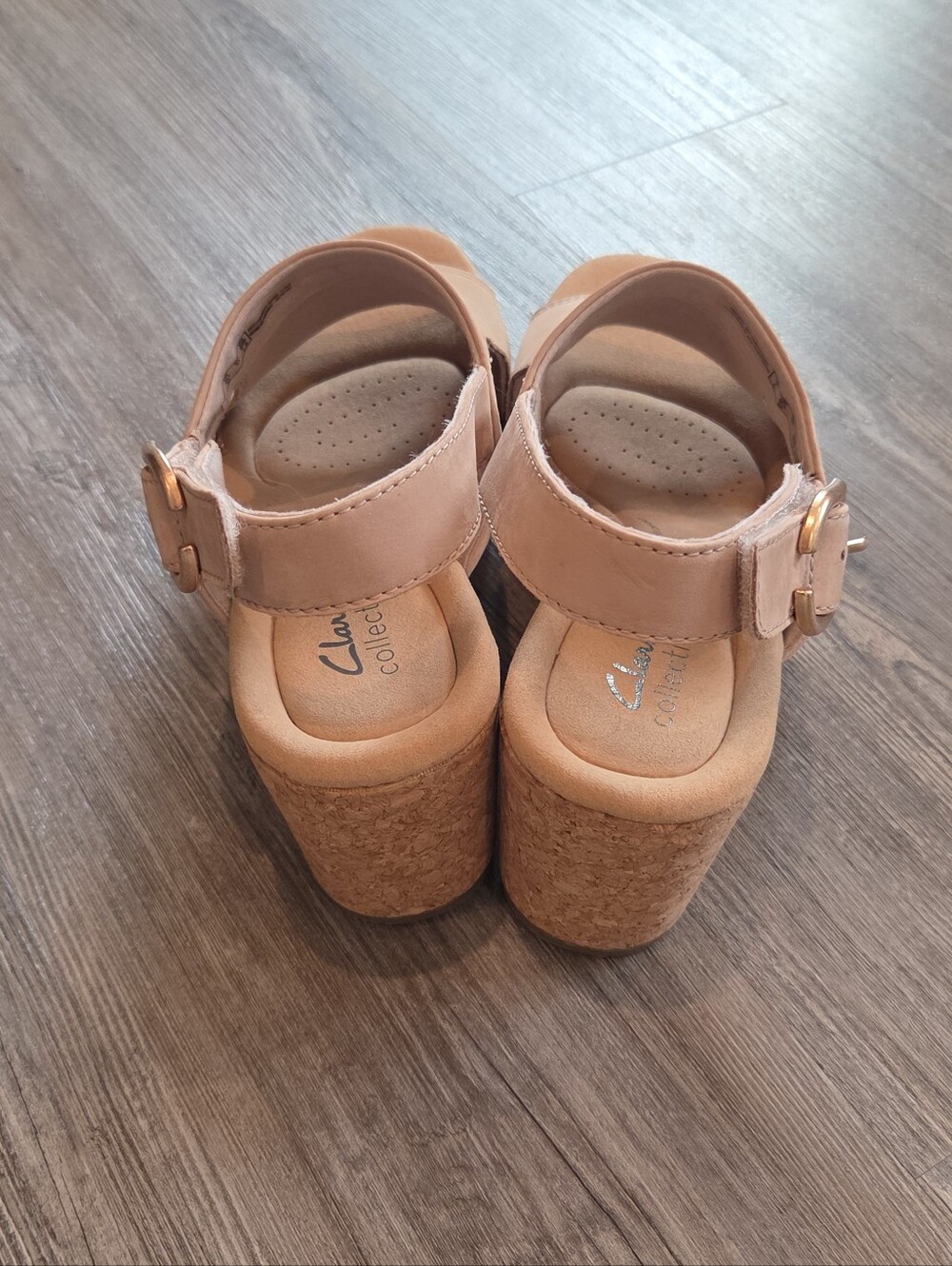 Clarks Collection Shoes Womens Sz 9.5 Giselle Sea Tan Ankle Strap Heels - Picture 4 of 13